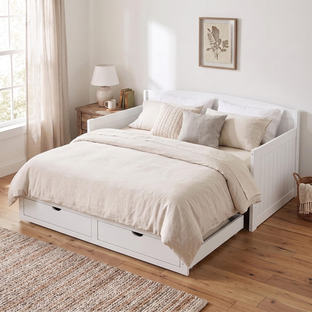 White Extendable Daybed with Trundle M4085