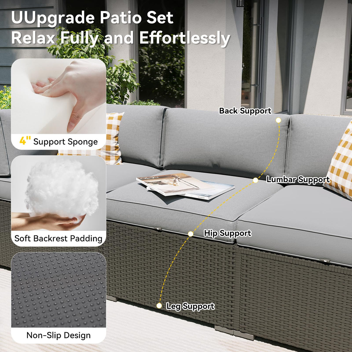 7 Piece Wicker Rattan Outdoor Sectional Sofa Set J11952