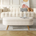 Beige Linen Upholstered Storage Ottoman Bench S1781