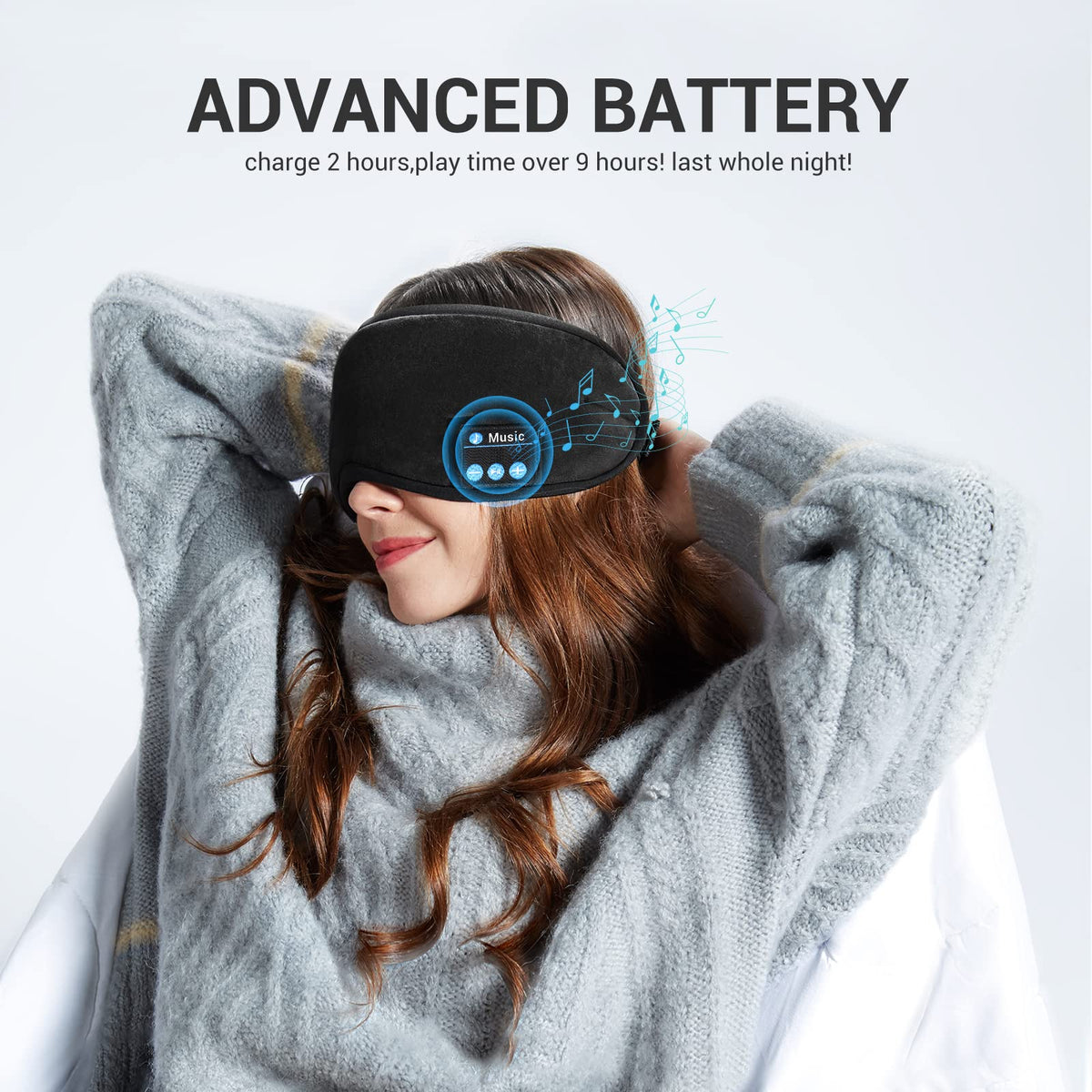 Bluetooth Sleep Headphones Eye Mask with Speakers and Microphone F69167