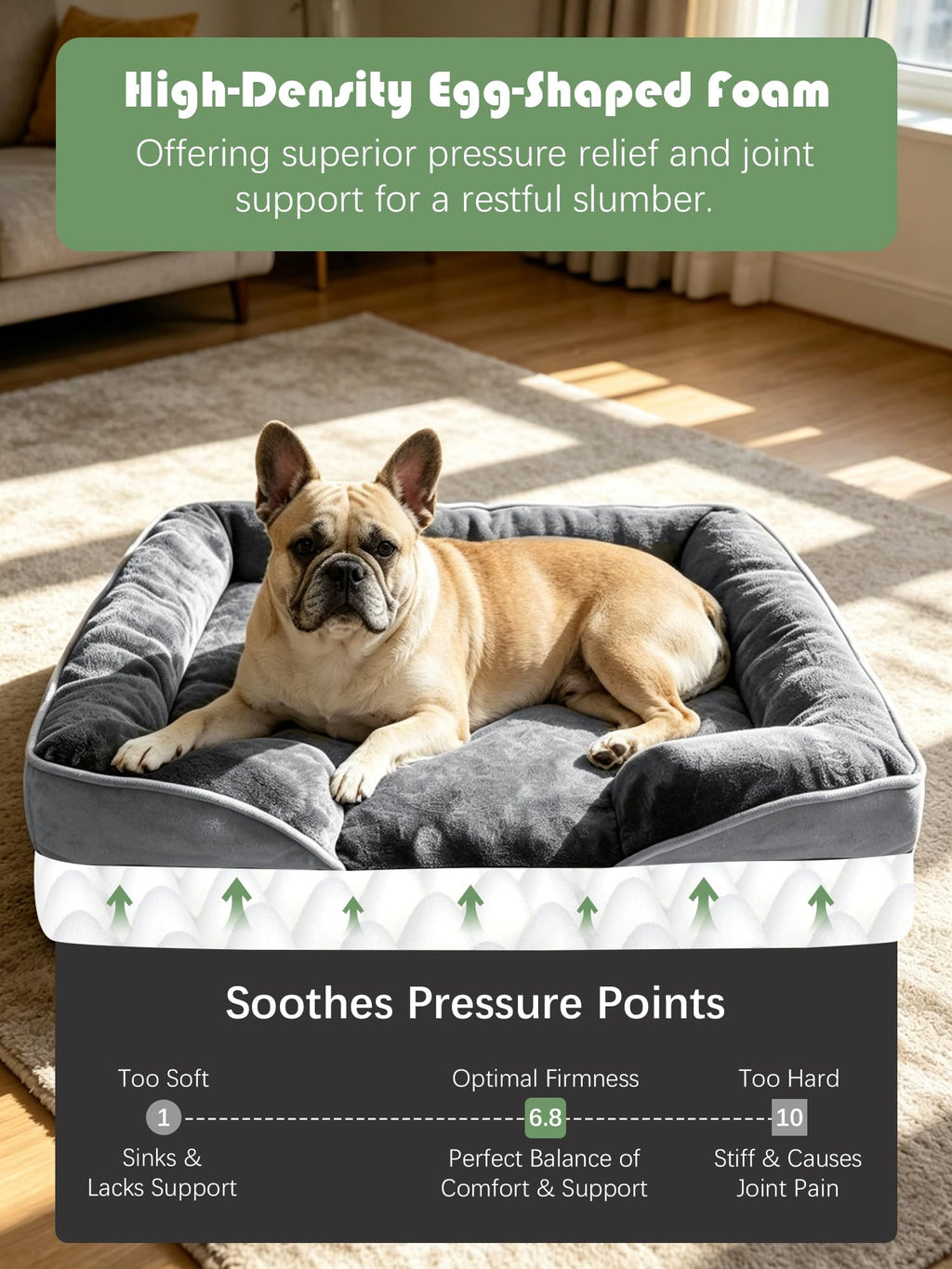 Orthopedic Dog Bed with Sides Grey D3188