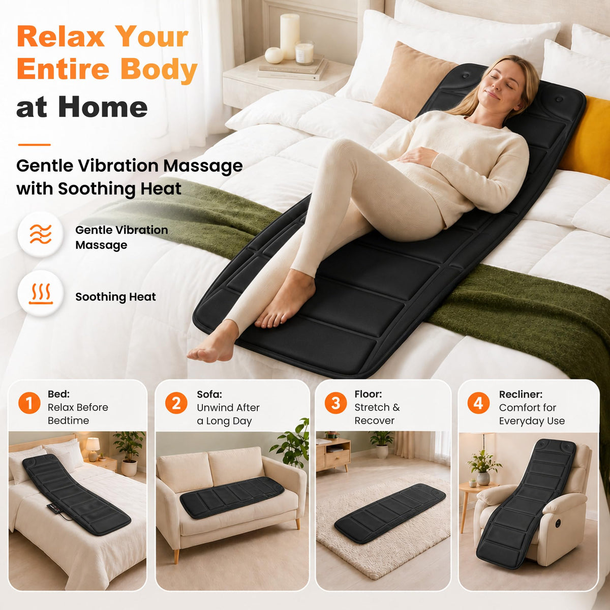 10 Vibration Motors Massage Mat with Auto Shut Off D659605