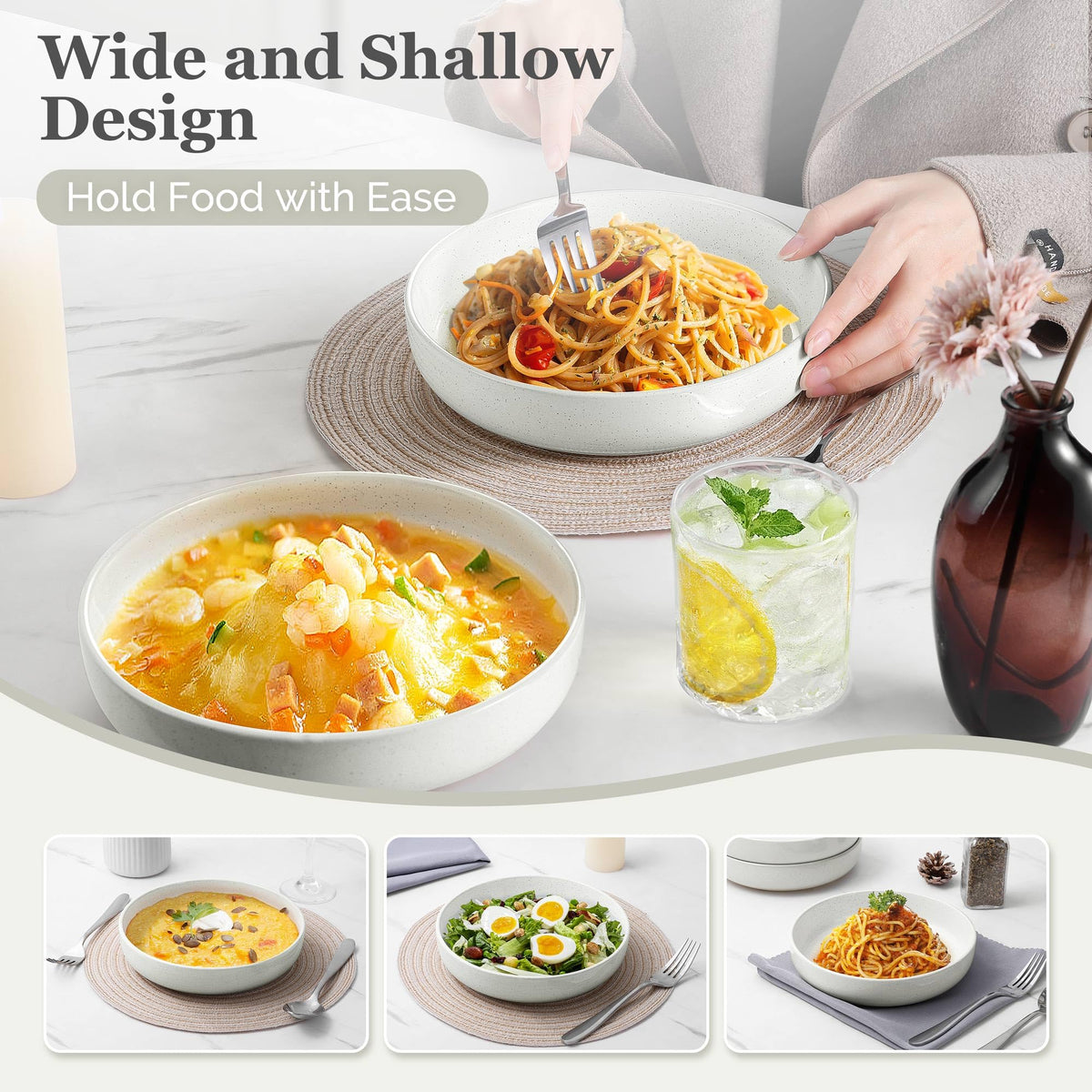 Set of 4 33oz Ceramic Pasta Bowls P66155