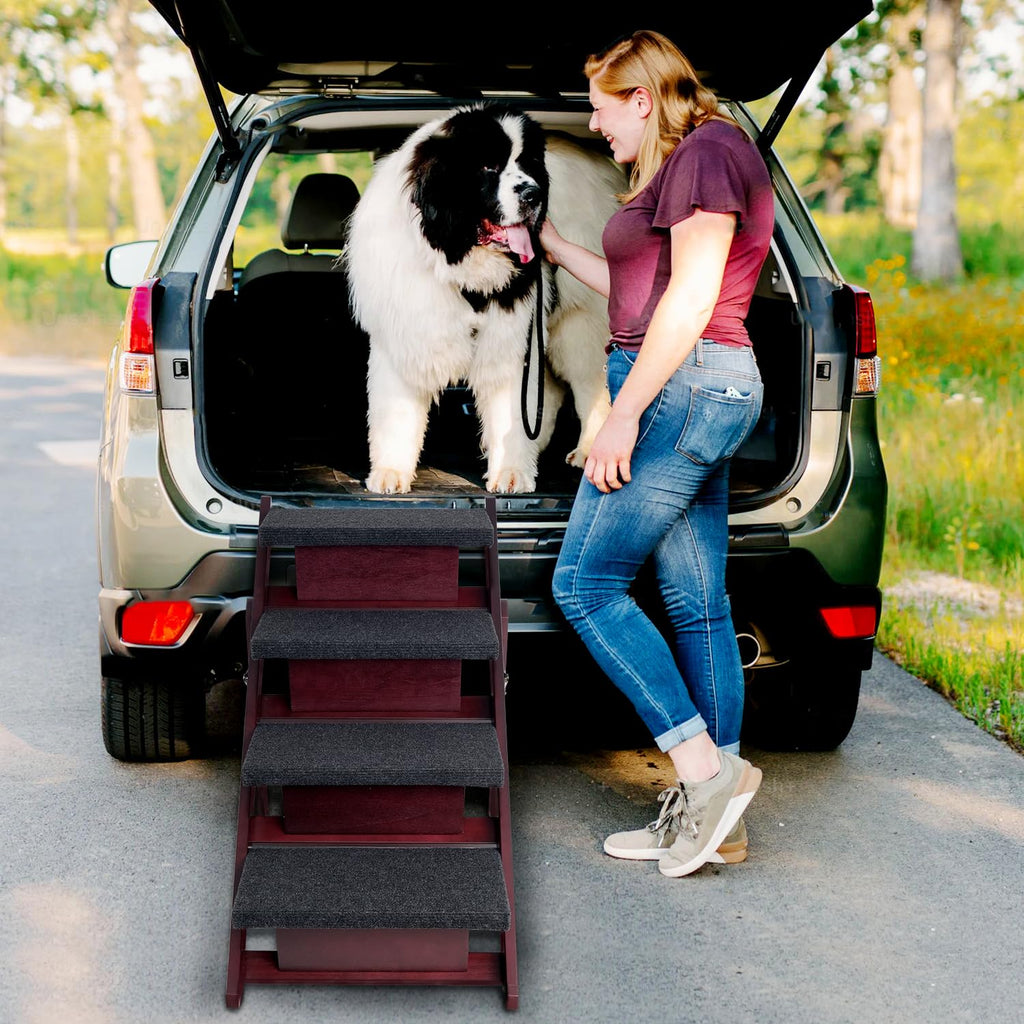 Foldable 4 Steps Wooden Dog Stairs T20379