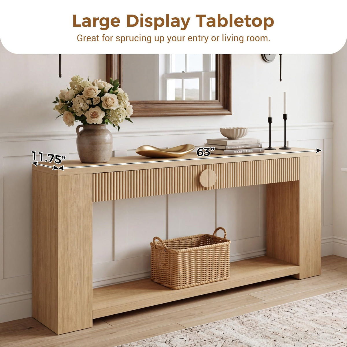 Oak Console Table with Storage Drawers X52144