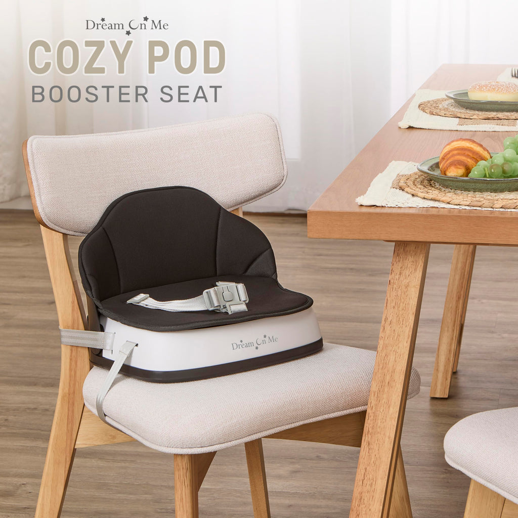 Portable Baby Booster Seat with 3-Point Harness & 2 Fixing Belts, Black H857