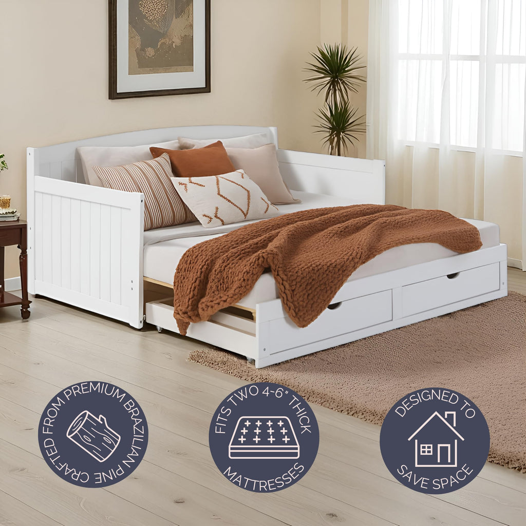 White Extendable Daybed with Trundle M4085
