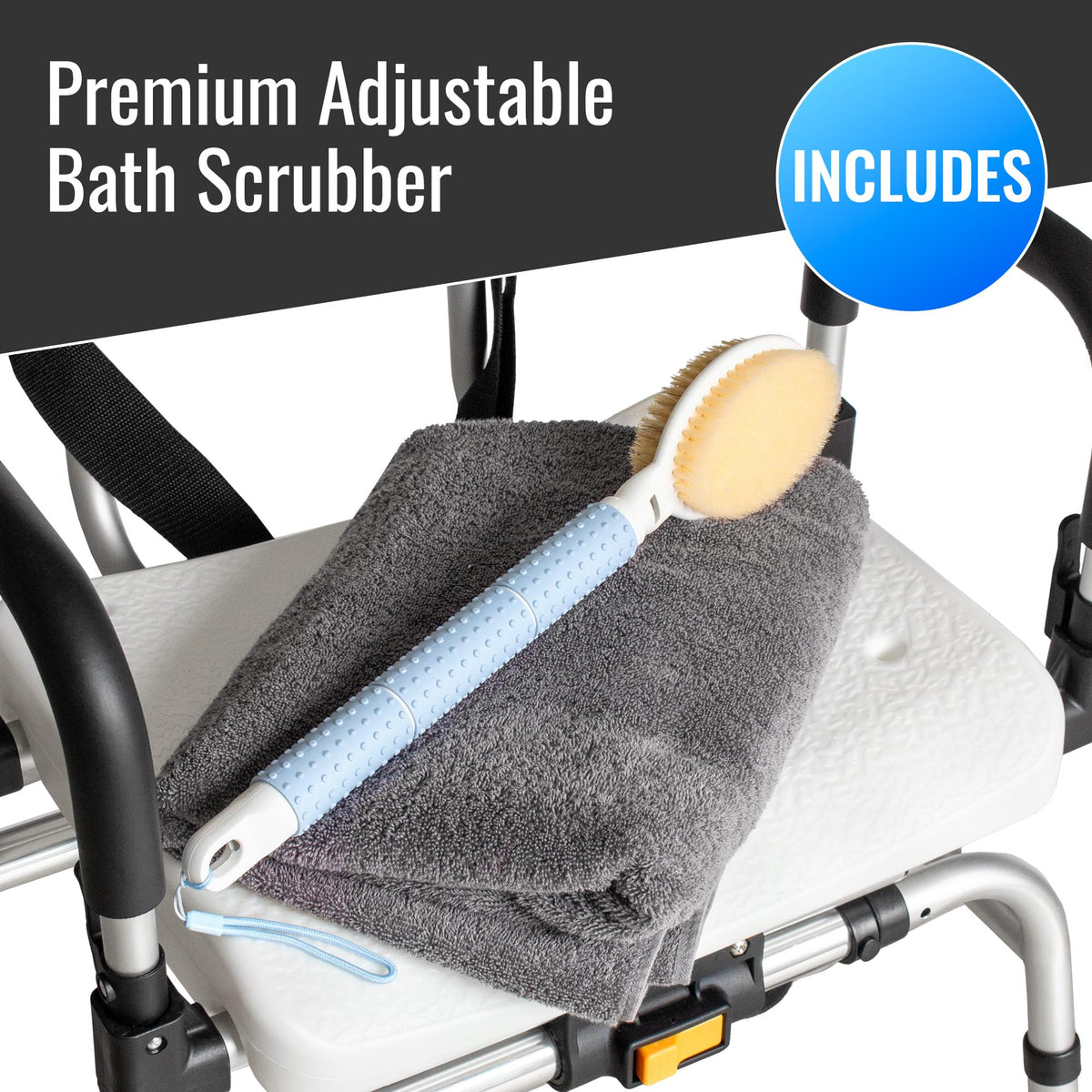 Extra-Wide 360lb Capacity Non-Slip Padded Shower Chair & Transfer Bench B707