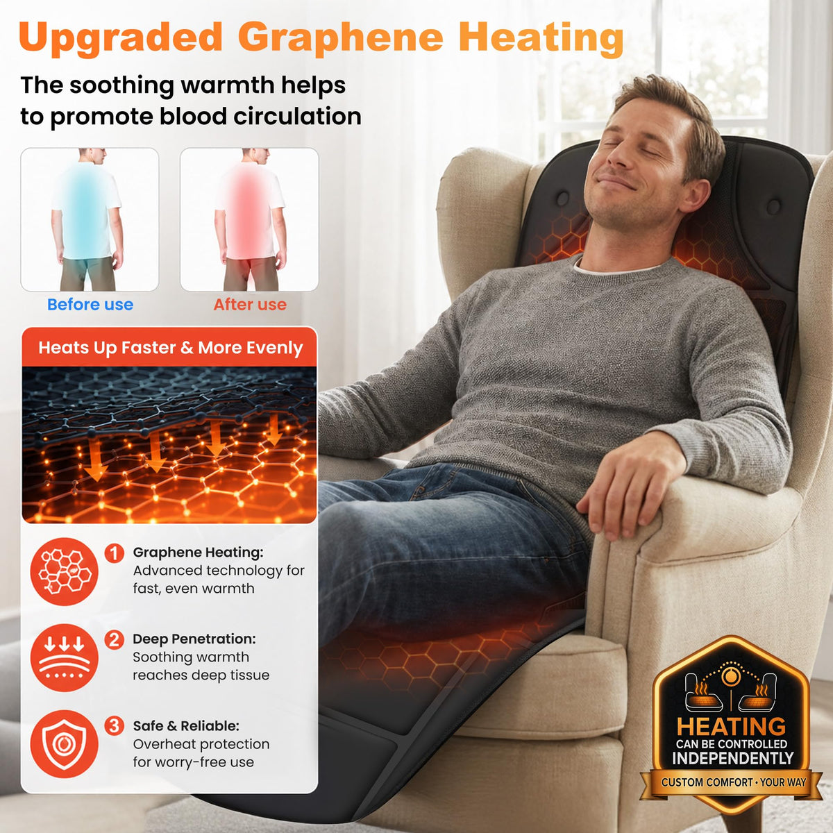 10 Vibration Motors Massage Mat with Auto Shut Off D659605