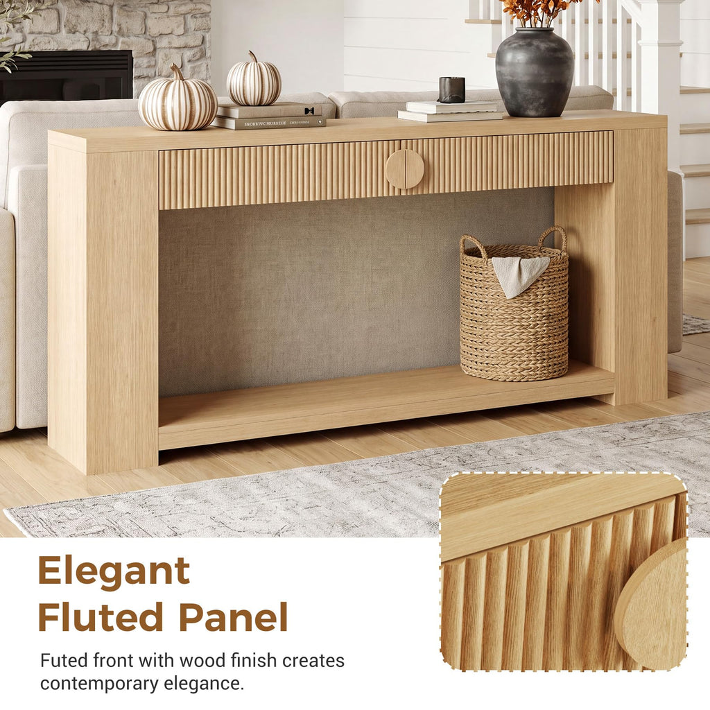 Oak Console Table with Storage Drawers X52144