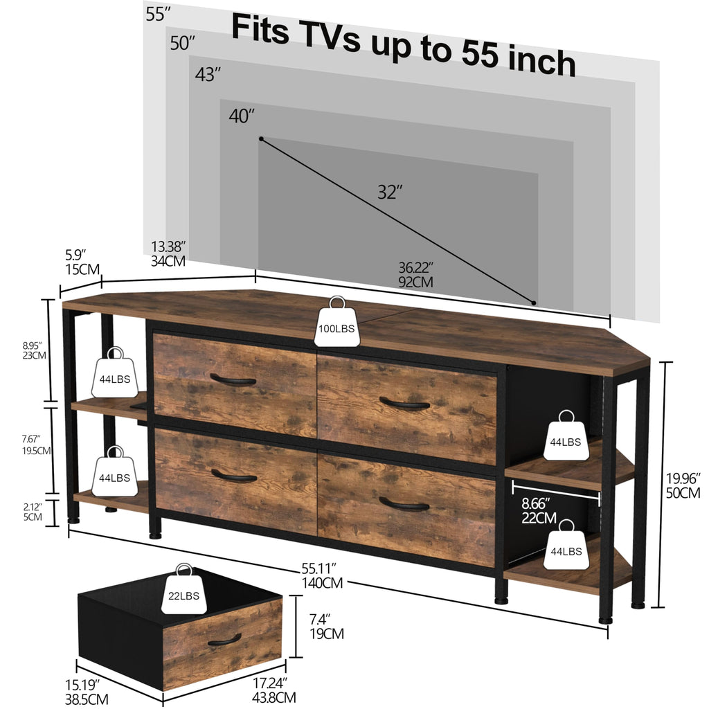 Brown Corner TV Stand with Drawer A619655