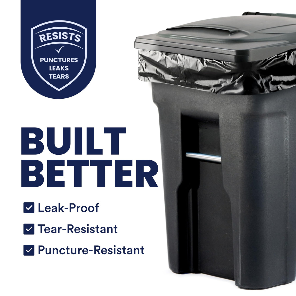 95-96 Gallon Heavy Duty 1.5 Mil Black Trash Bags 25 Count Z546