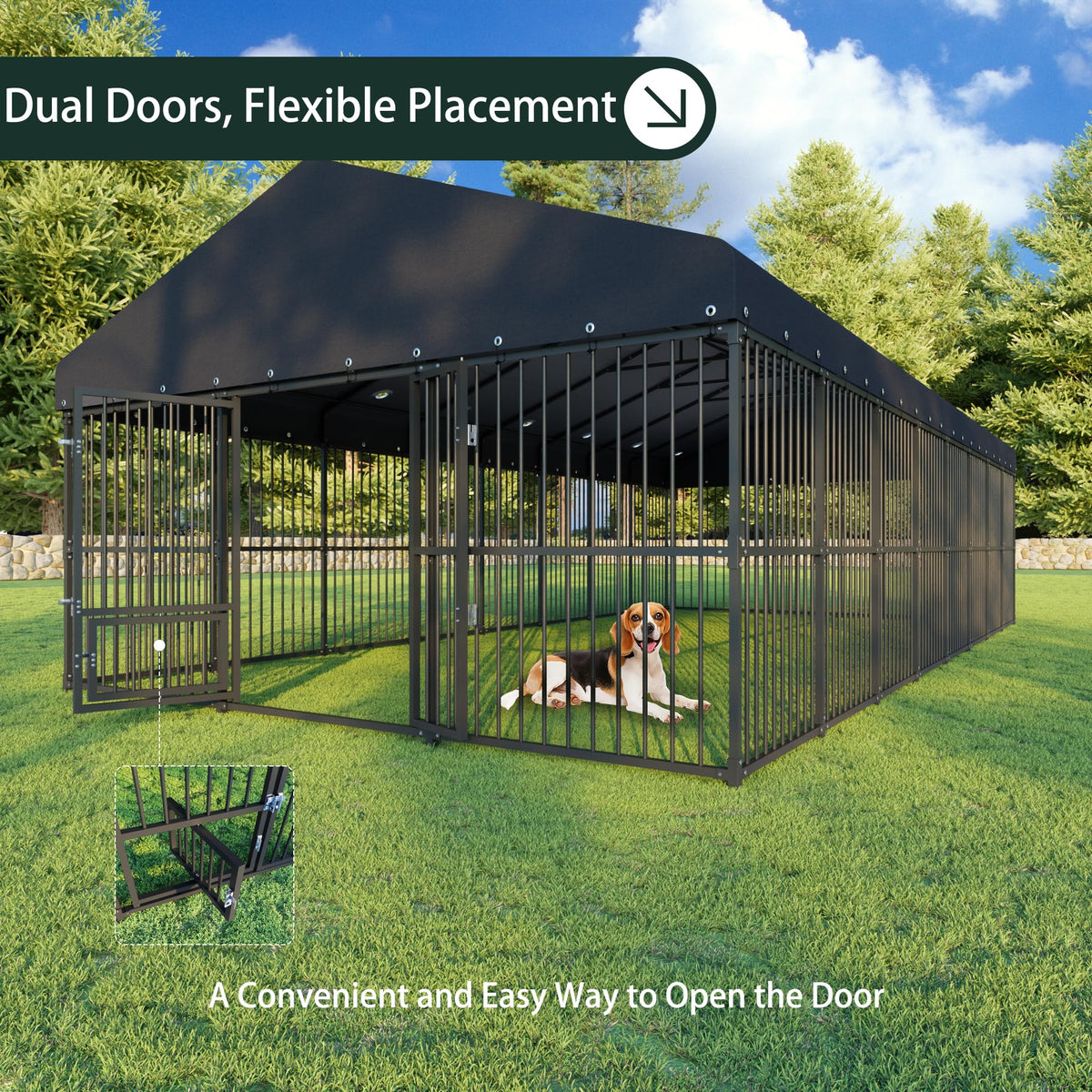 20x10 FT Heavy Duty Outdoor Dog Kennel with Cover T24310