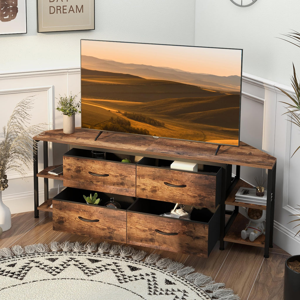 Brown Corner TV Stand with Drawer A619655