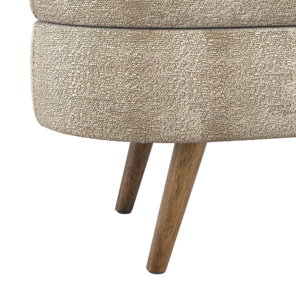 Oval Storage Bench with Rubber Wood Legs Gray Z886