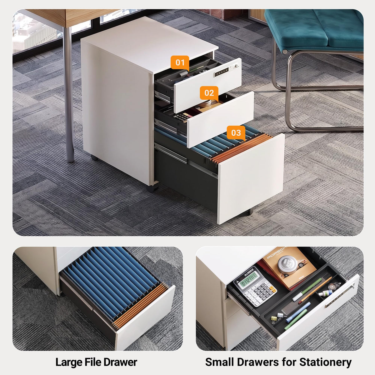 3 Drawer File Cabinet with Combination Lock M669572