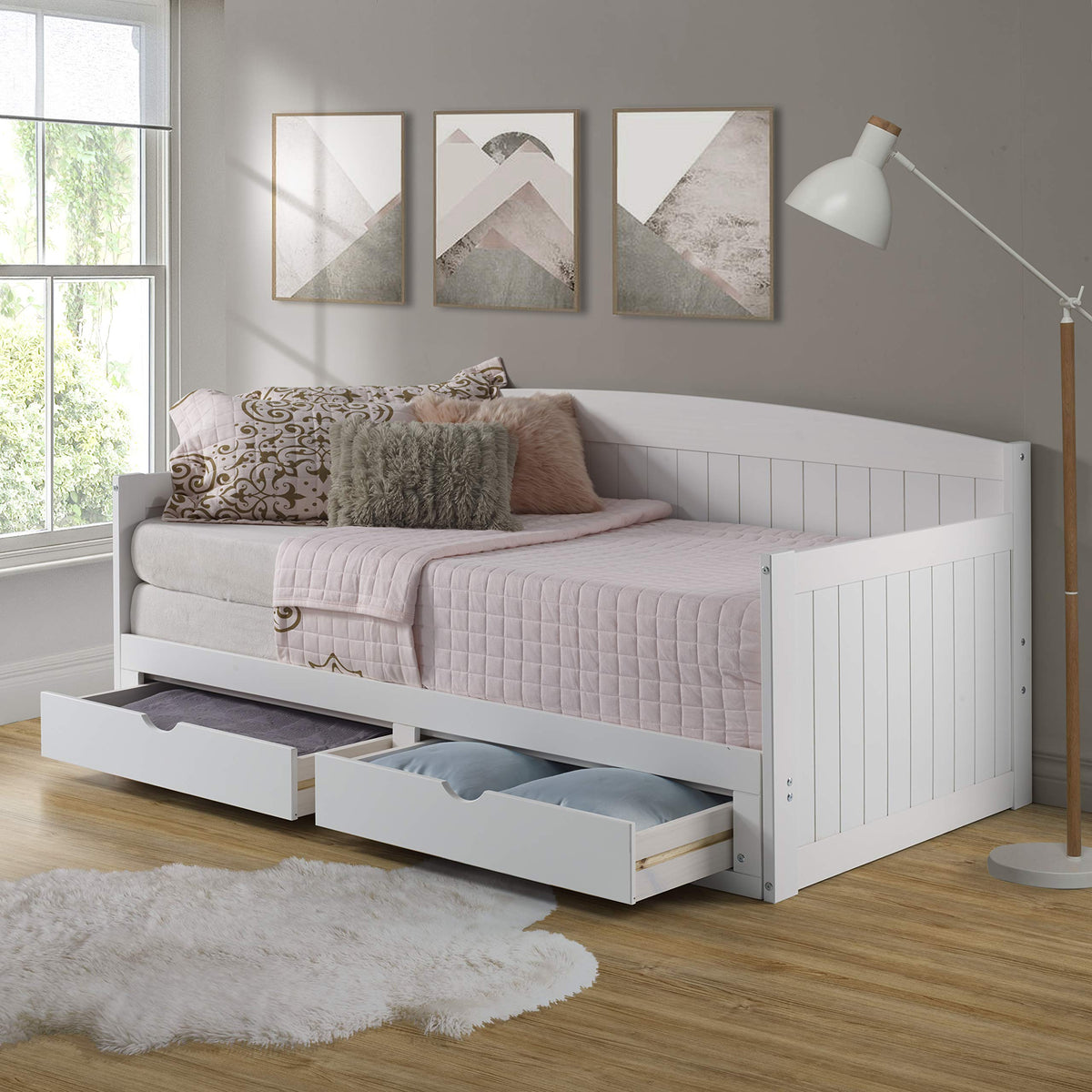 White Extendable Daybed with Trundle M4085