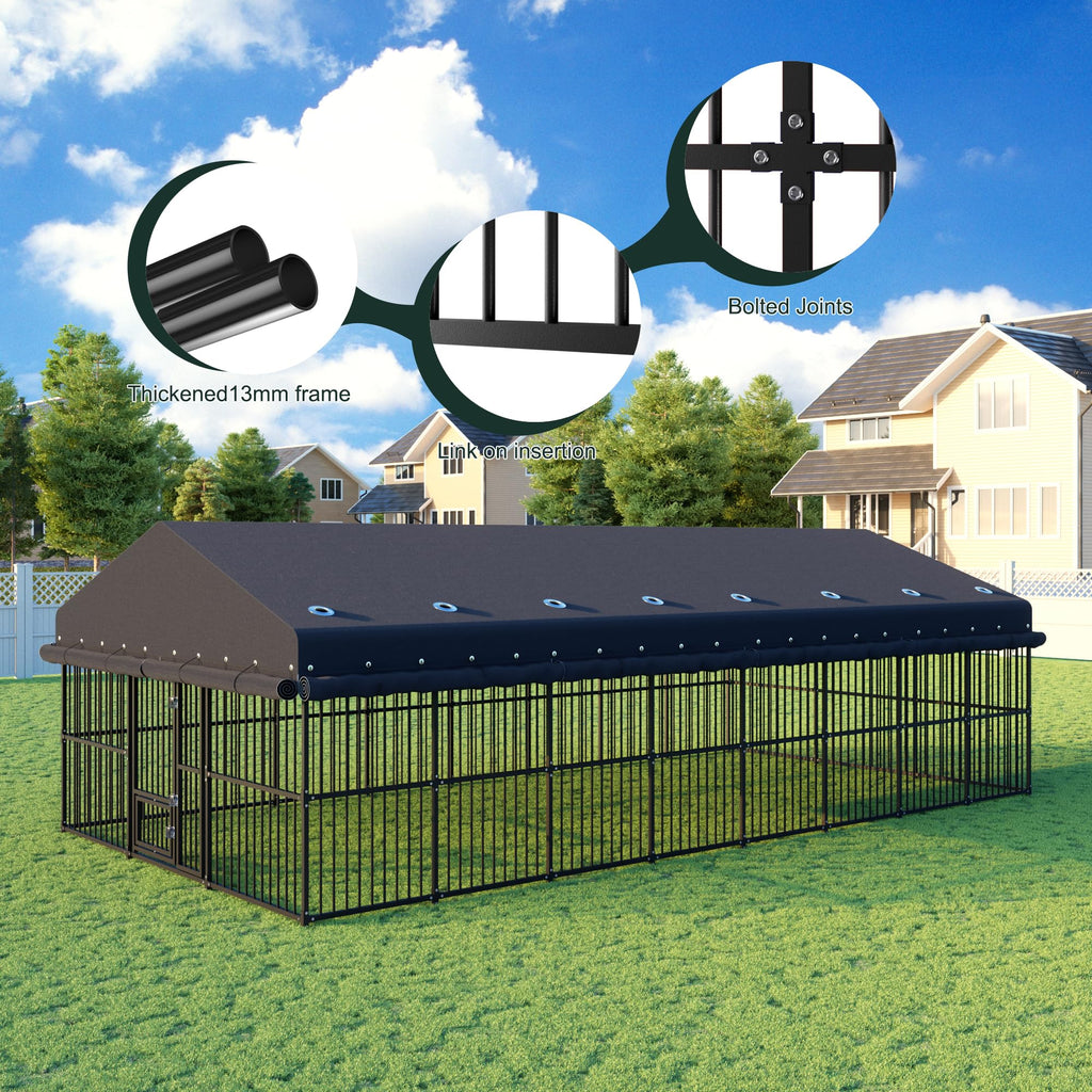 20x10 FT Heavy Duty Outdoor Dog Kennel with Cover T24310