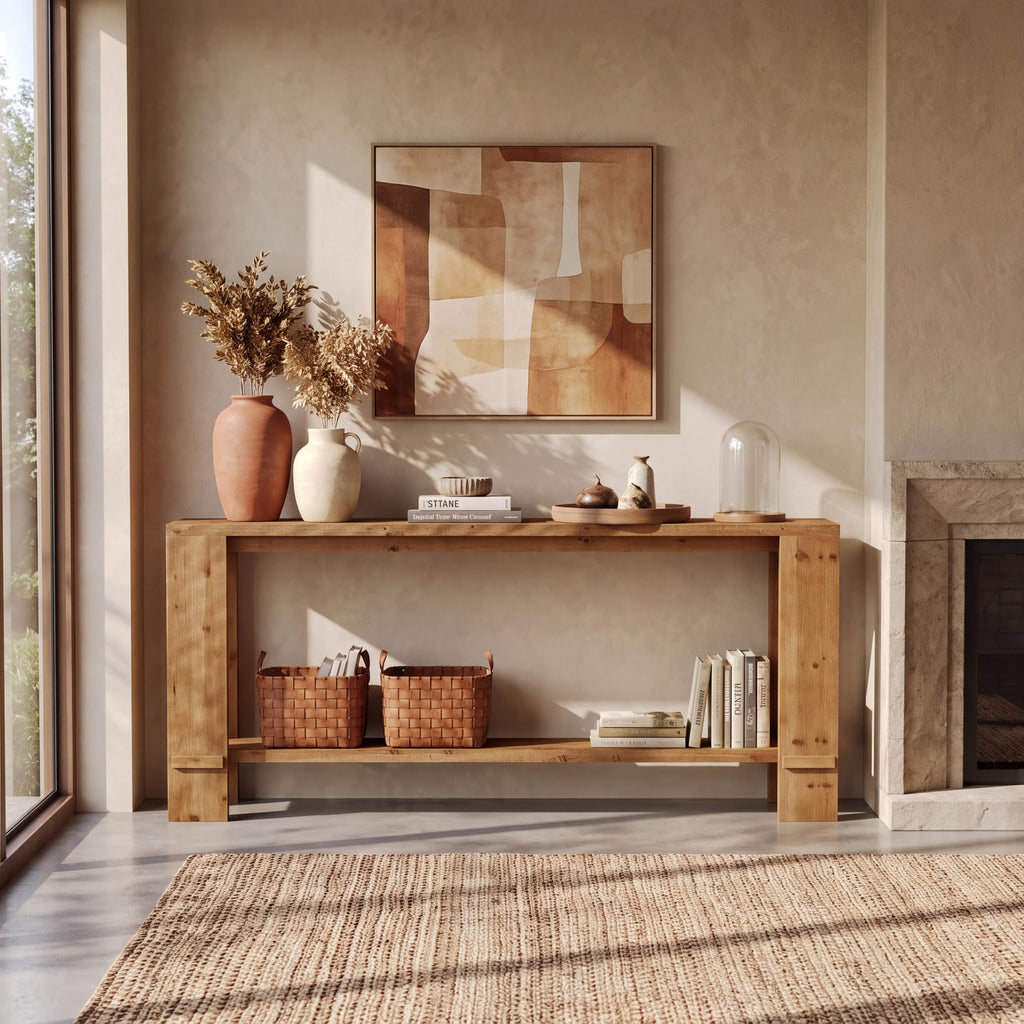 71" Solid Wood Console Table with Storage A45044
