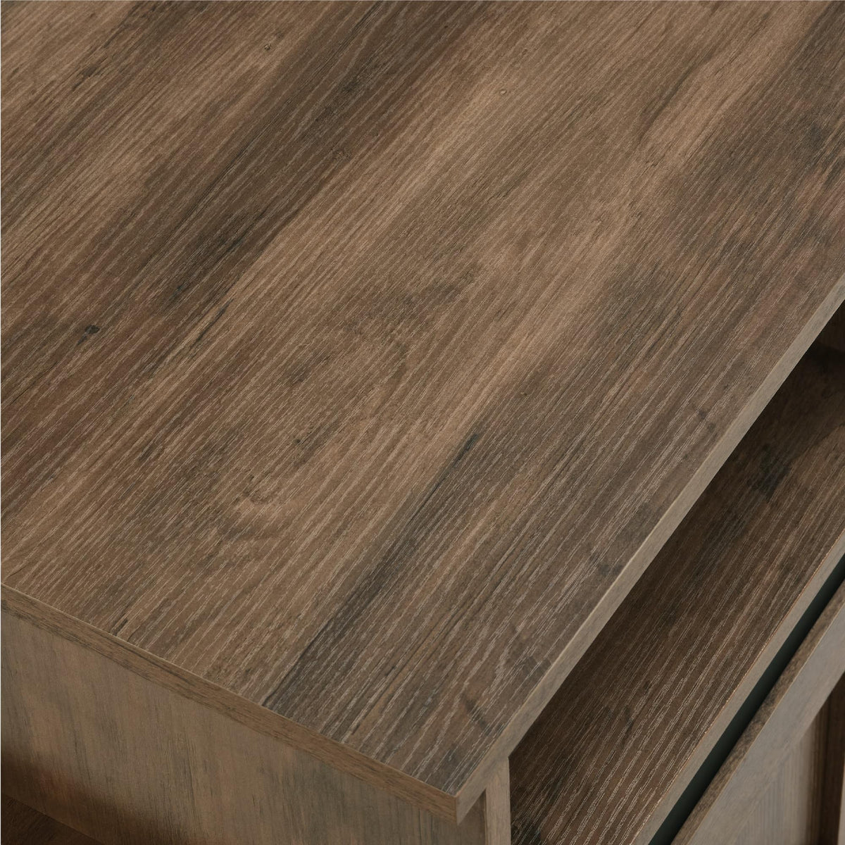 Natural Brown Wood TV Stand with Sliding Barn Door S2856