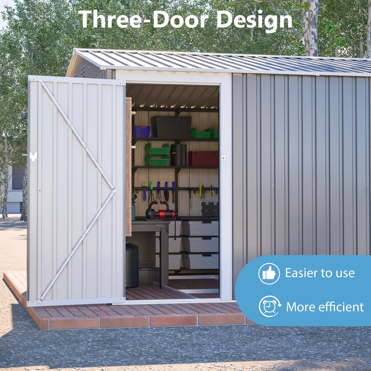 10x14 FT Light Gray Metal Storage Shed H75419