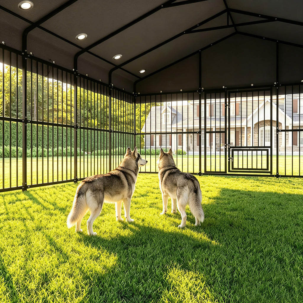20x10 FT Heavy Duty Outdoor Dog Kennel with Cover T24310