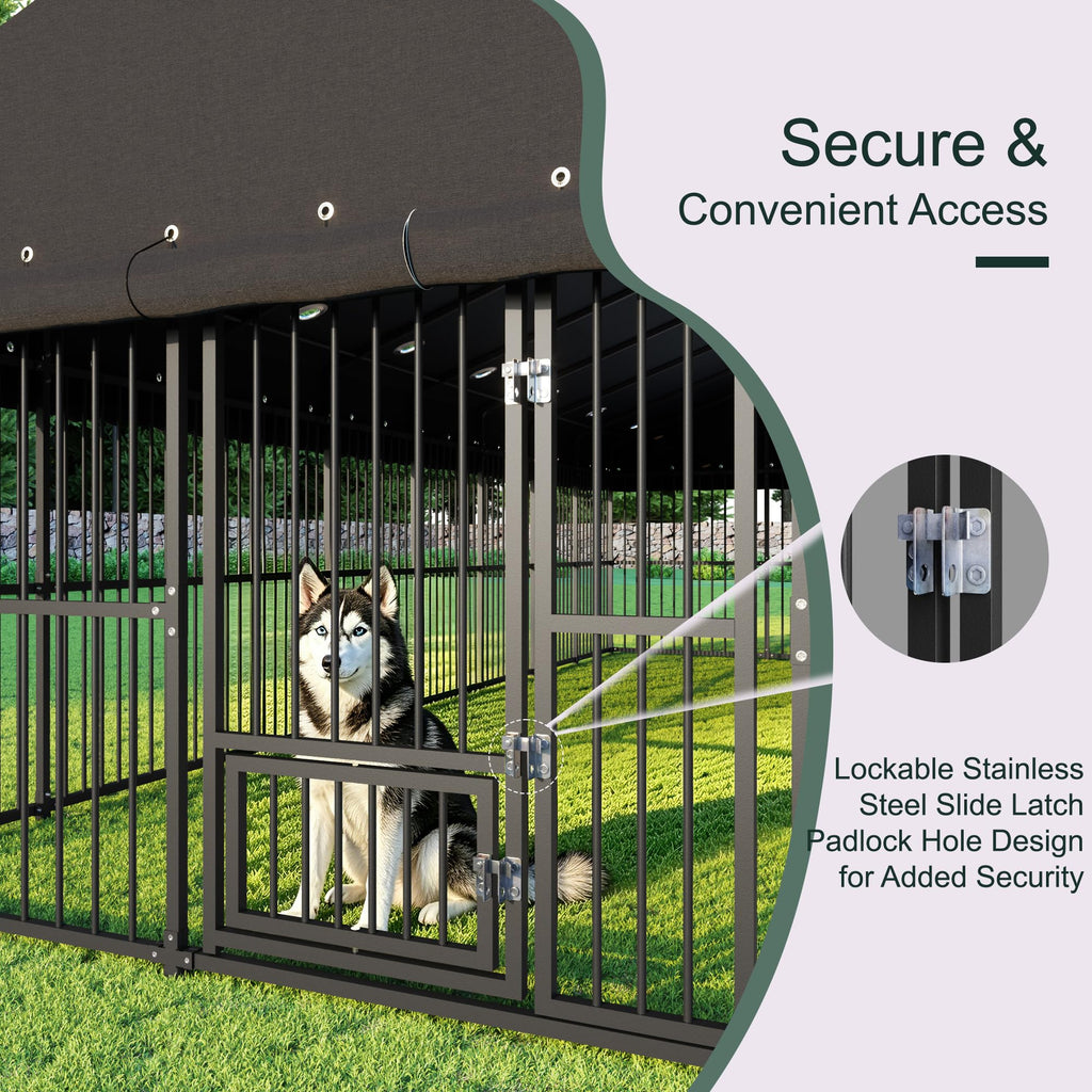 20x10 FT Heavy Duty Outdoor Dog Kennel with Cover T24310