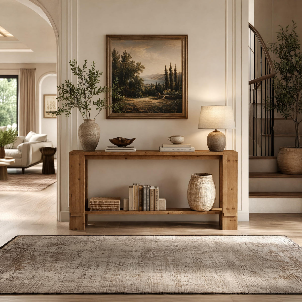 71" Solid Wood Console Table with Storage A45044