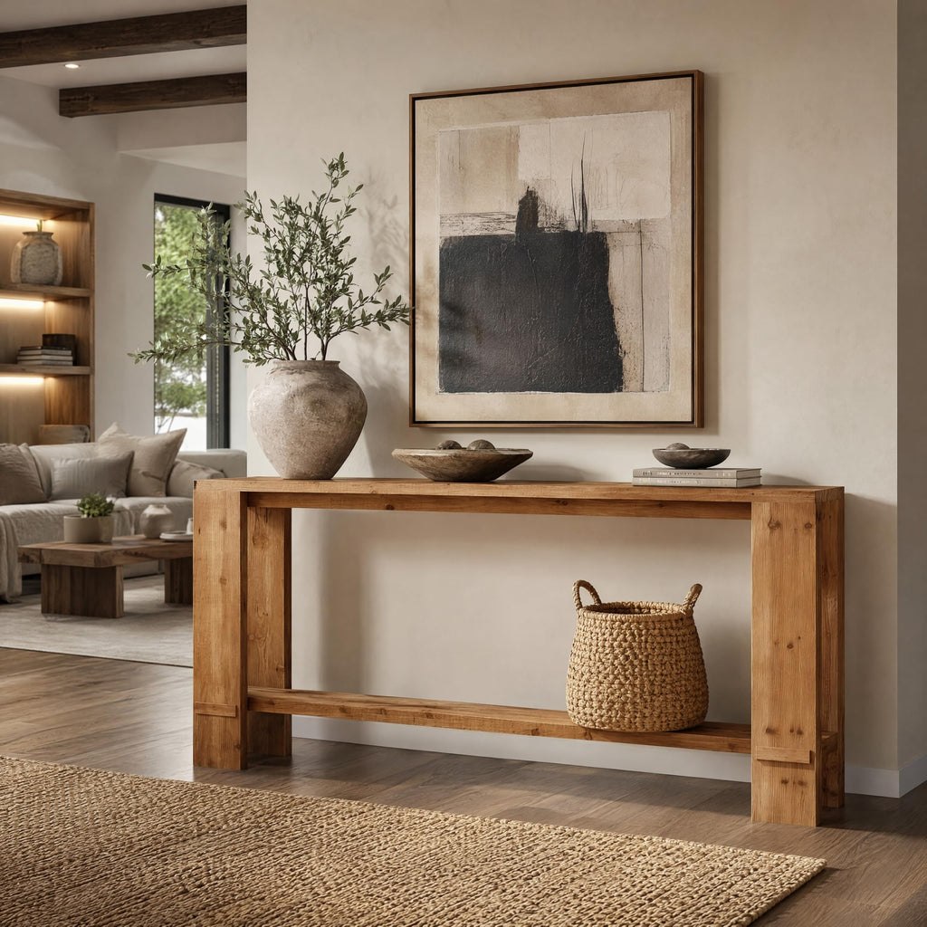 71" Solid Wood Console Table with Storage A45044