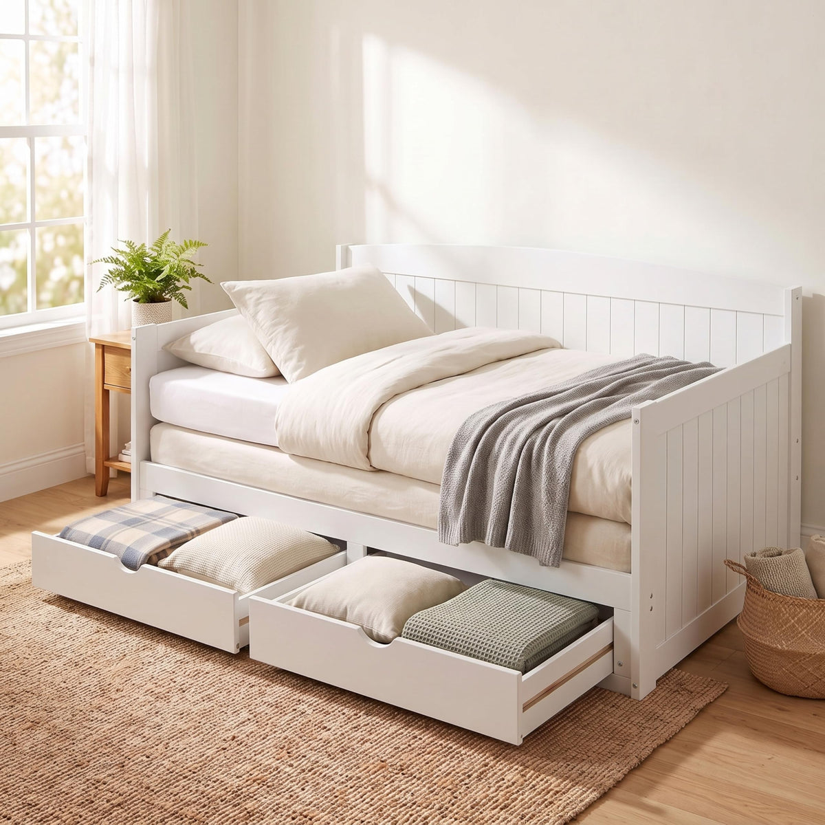 White Extendable Daybed with Trundle M4085