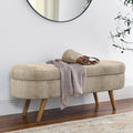 Oval Storage Bench with Rubber Wood Legs Gray Z886