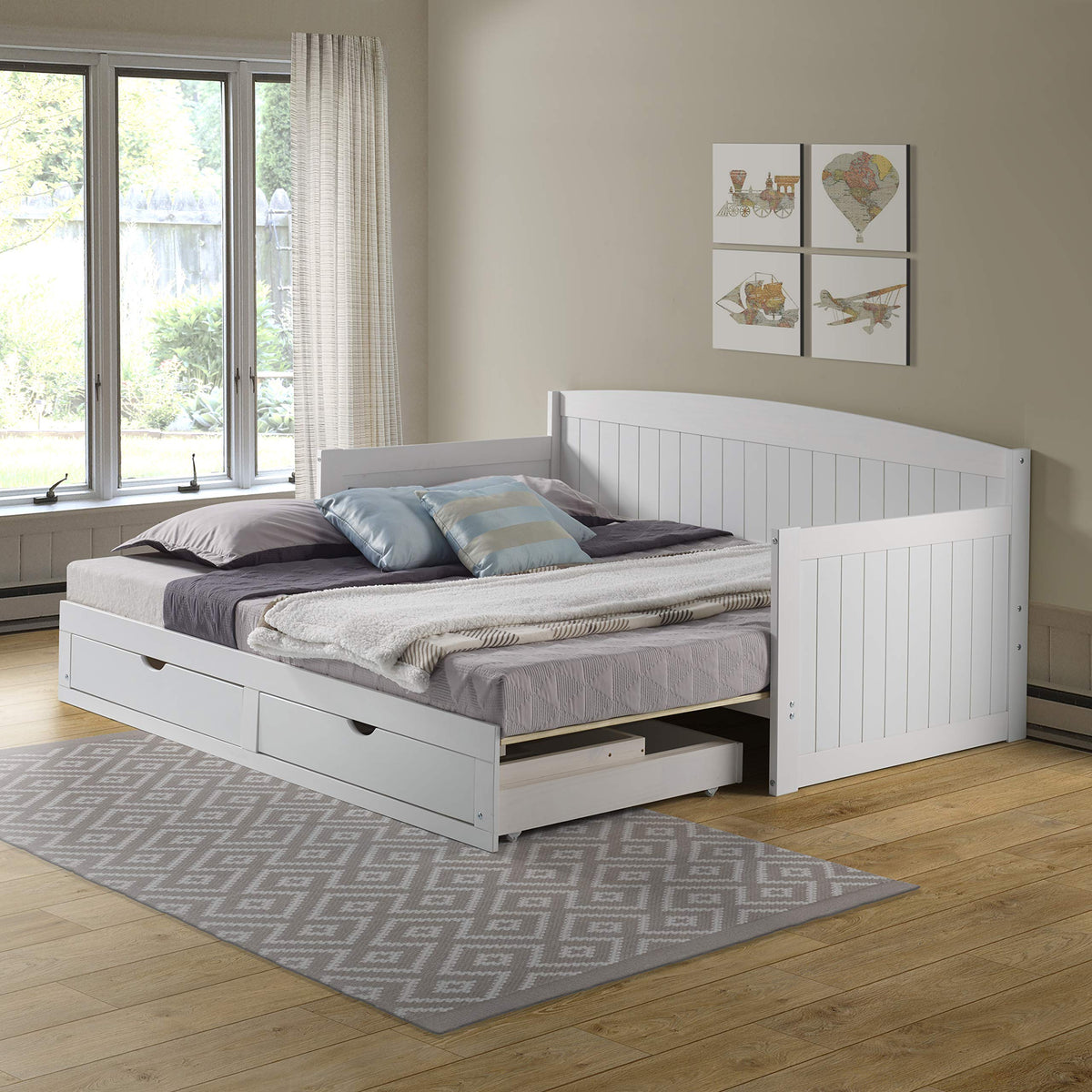 White Extendable Daybed with Trundle M4085