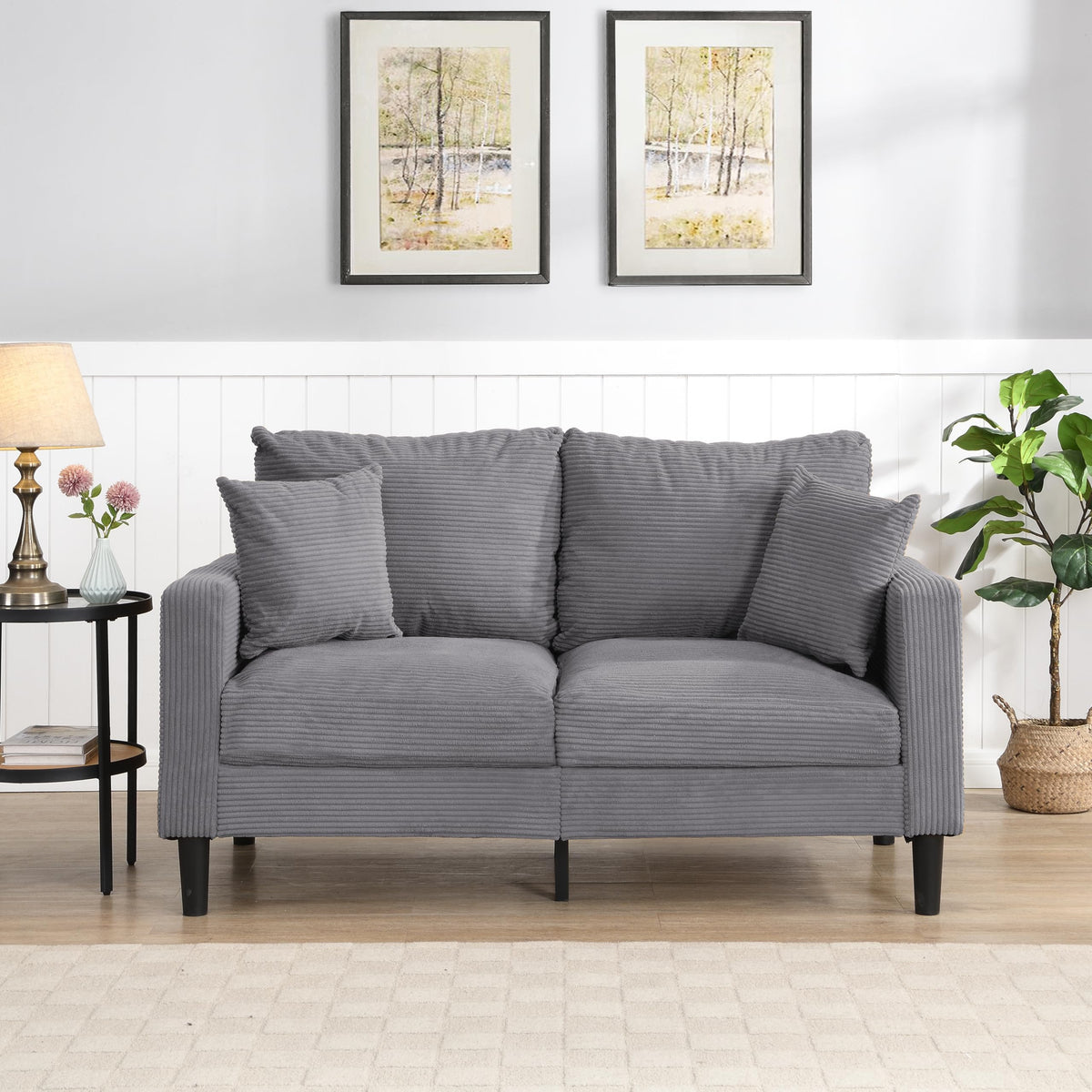 Light Gray 2-Seater Upholstered Loveseat Sofa P5061