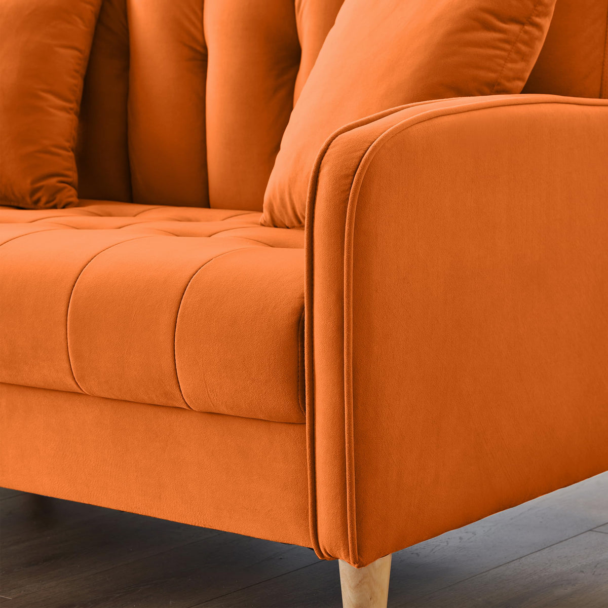 Orange Velvet Tufted Loveseat Sofa W33045