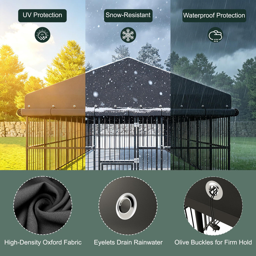 20x10 FT Heavy Duty Outdoor Dog Kennel with Cover T24310