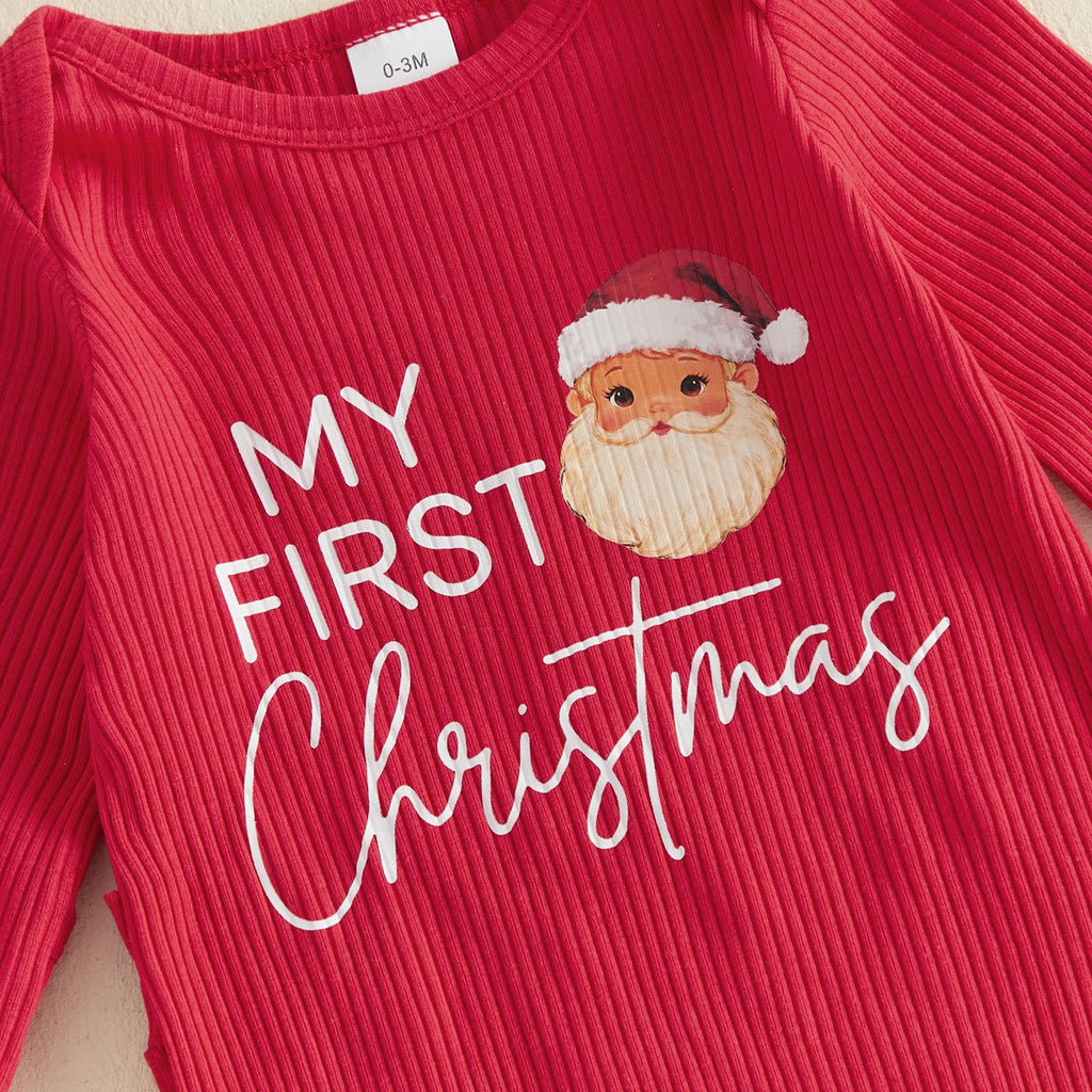 Christmas Baby Girl Long Sleeve Romper Headband F768844