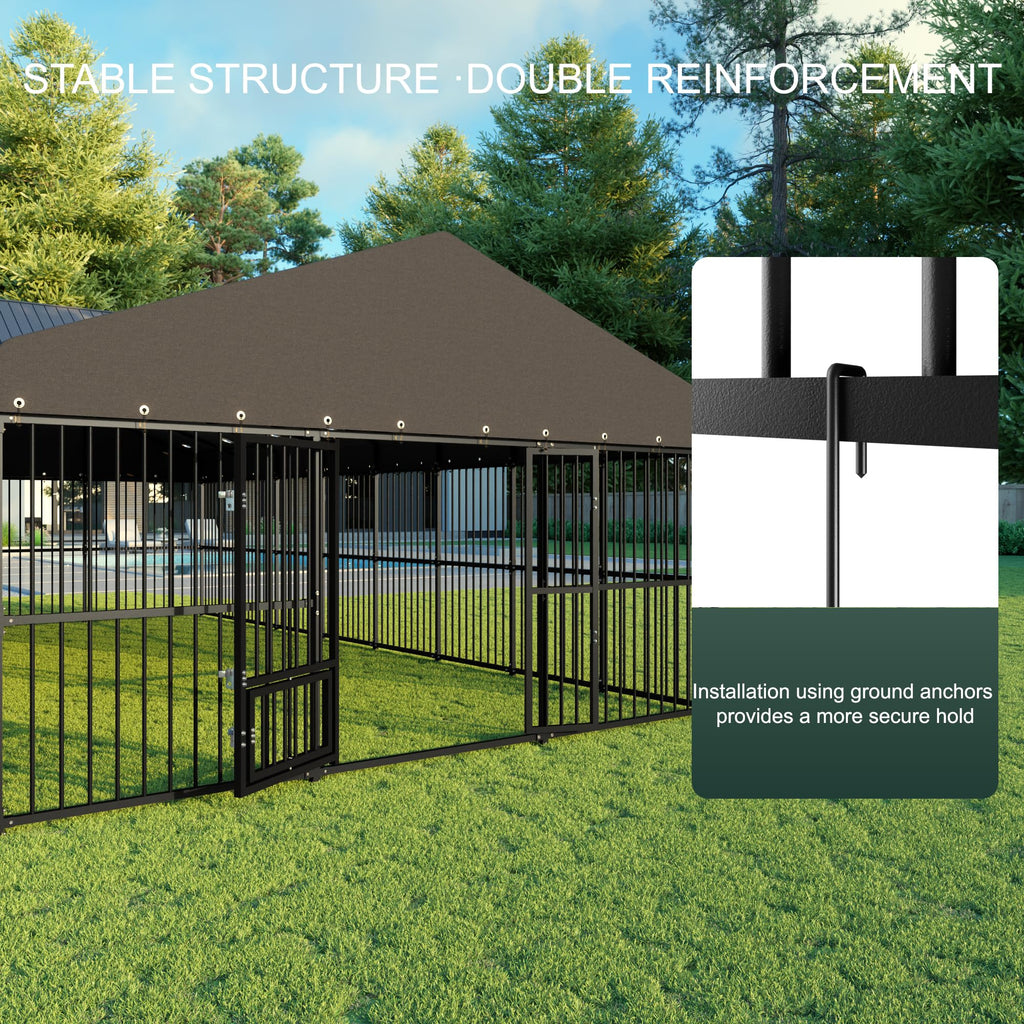 20x10 FT Heavy Duty Outdoor Dog Kennel with Cover T24310