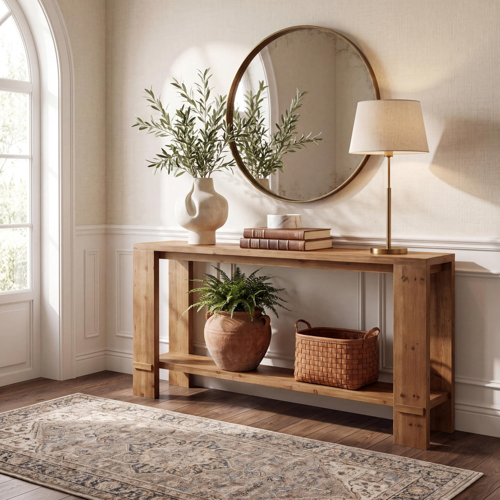 71" Solid Wood Console Table with Storage A45044
